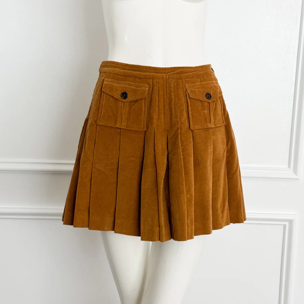 即日発MキャメルElsa corduroy mini skirt andmary Elsa corduroy mini skirt